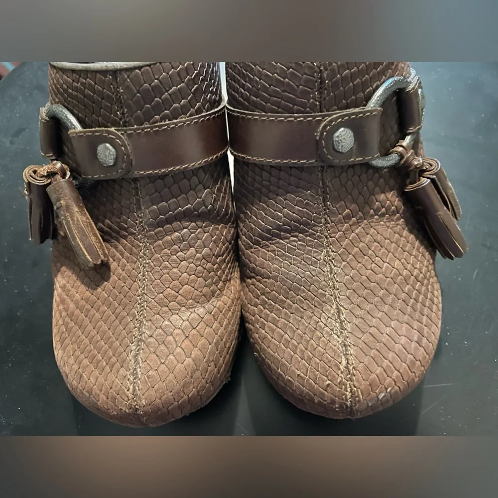 Dansko Shandi Brown Leather Snake Print Clog Shoes Size 37 or 6.5-7 - Picture 6 of 13